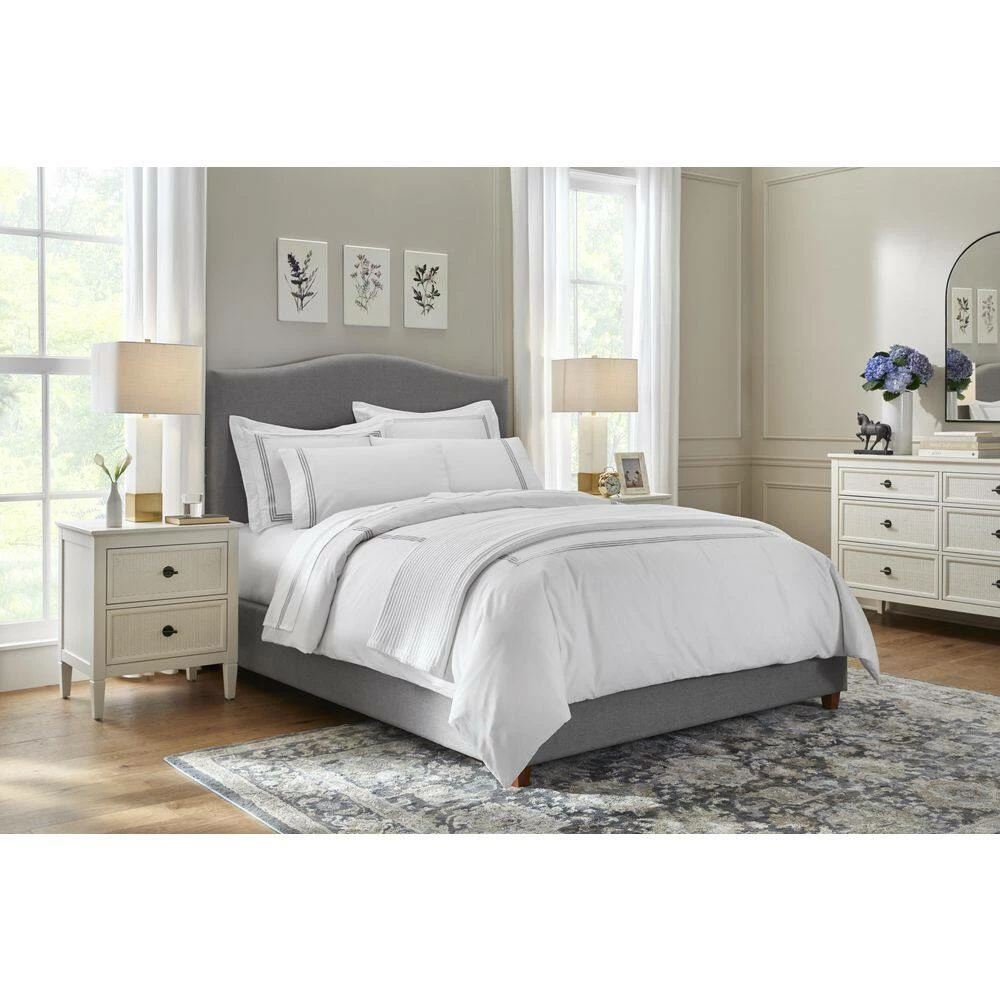 Maren 3-Piece White and Stone Gray Hotel Embroidered Border Cotton Full Duvet Cover Set by Home Decorators Collection 5 Maren 3-Piece White and Stone Gray Hotel Embroidered Border Cotton Full Duvet Cover Set by Home Decorators Collection - Image 4