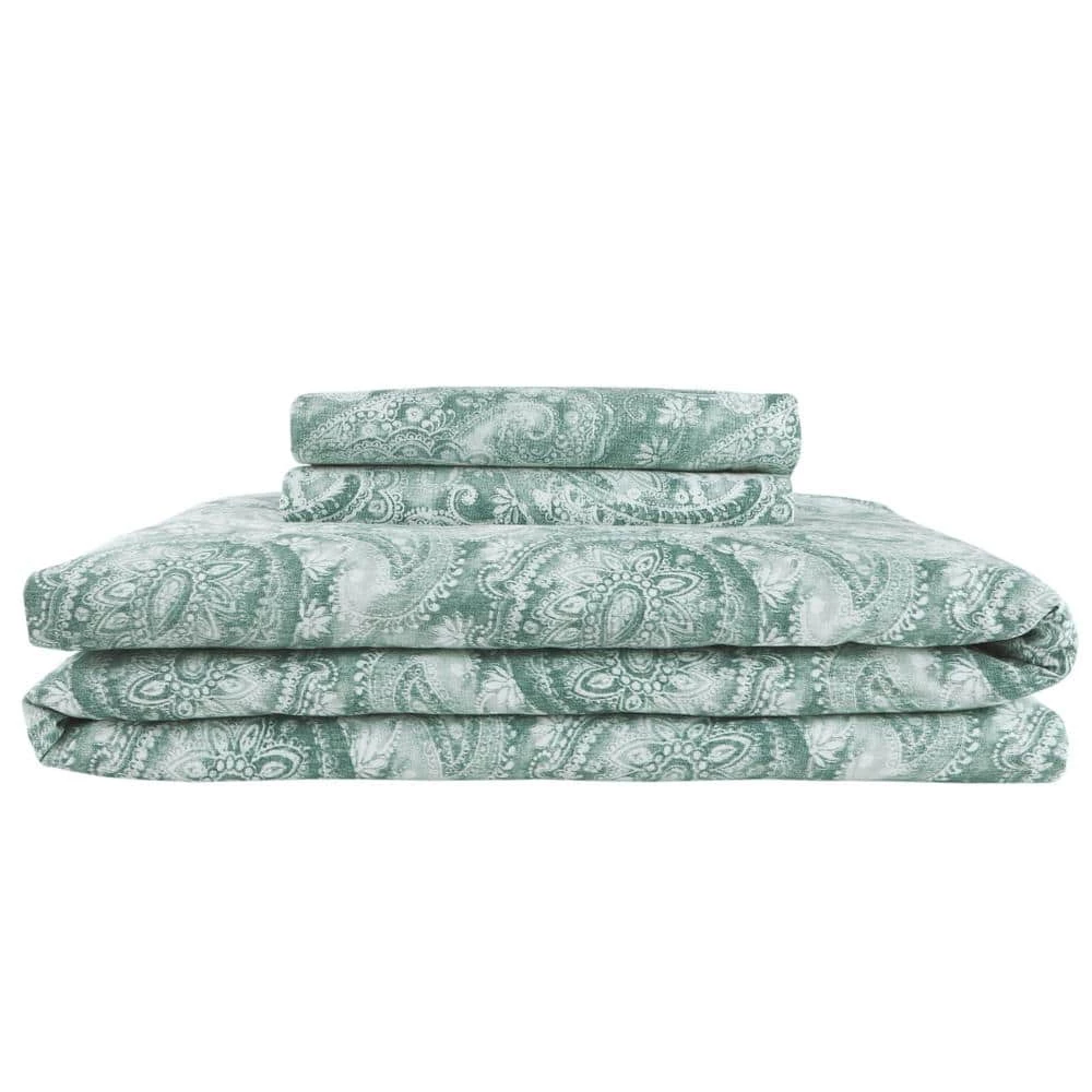 Isabel 3-Piece Teal Boho Paisley Floral Cotton Sateen King Duvet Cover Set by Home Decorators Collection 9 Isabel 3-Piece Teal Boho Paisley Floral Cotton Sateen King Duvet Cover Set by Home Decorators Collection - Image 7