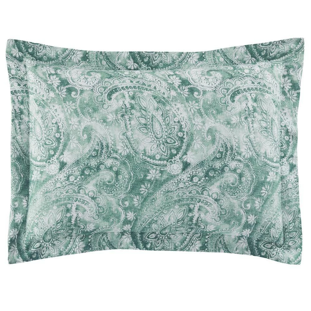 Isabel 3-Piece Teal Boho Paisley Floral Cotton Sateen King Duvet Cover Set by Home Decorators Collection 10 Isabel 3-Piece Teal Boho Paisley Floral Cotton Sateen King Duvet Cover Set by Home Decorators Collection - Image 8