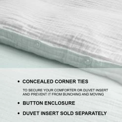 New Haven Reversible 3-Piece Sea Breeze Green and White Double Cloth Gauze Cotton Full/Queen Duvet Cover Set by Home Decorators Collection -Better Trends Sales Store home decorators collection bedding sets duv q mus 40 1000