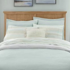 New Haven Reversible 3-Piece Sea Breeze Green and White Double Cloth Gauze Cotton Full/Queen Duvet Cover Set by Home Decorators Collection -Better Trends Sales Store home decorators collection bedding sets duv q mus c3 1000