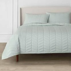 Spring Hill 3-Piece Sea Breeze Green Diamond Cotton Full/Queen Quilt Set by Home Decorators Collection