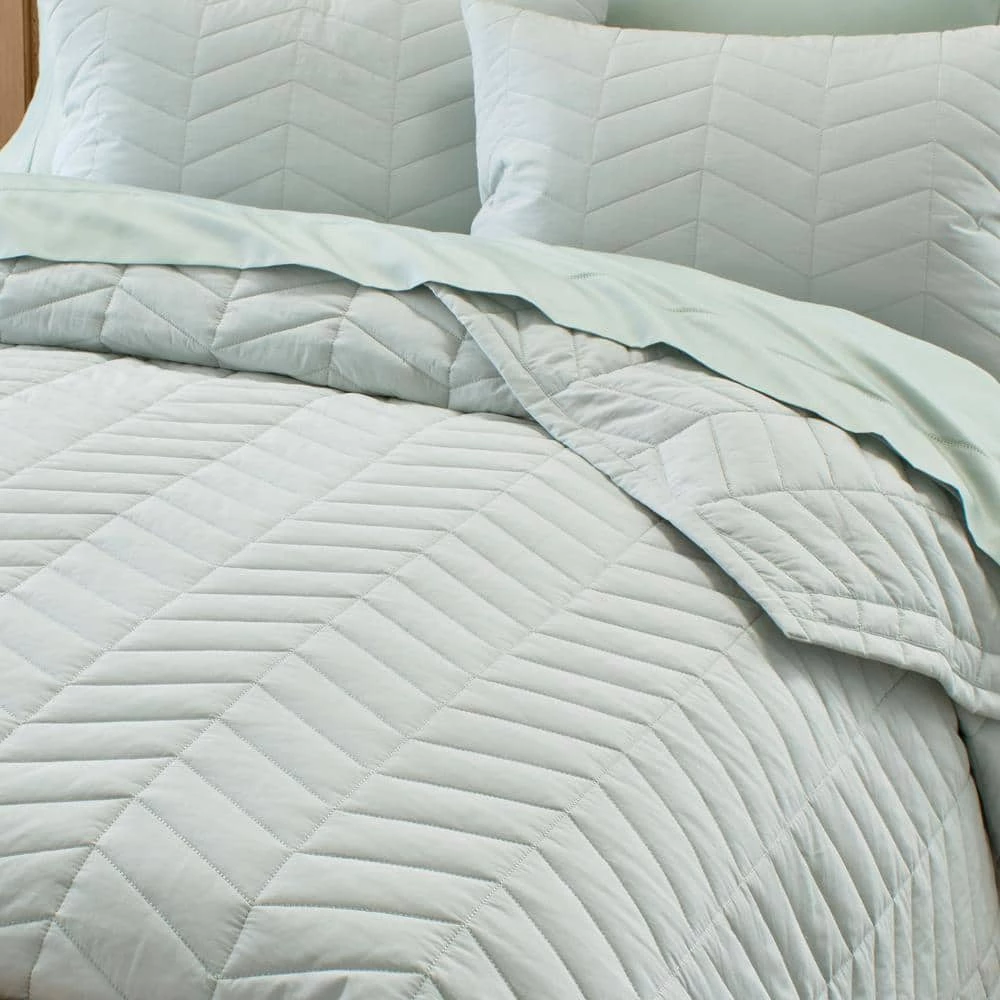 Spring Hill 3-Piece Sea Breeze Green Diamond Cotton Full/Queen Quilt Set by Home Decorators Collection 4 Spring Hill 3-Piece Sea Breeze Green Diamond Cotton Full/Queen Quilt Set by Home Decorators Collection - Image 2