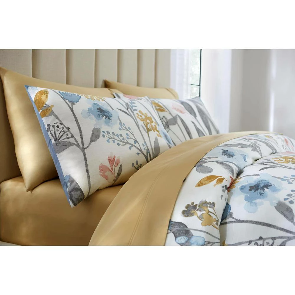 Purcell 3-Piece Washed Denim Botanical King Duvet Cover Set by Home Decorators Collection 10 Purcell 3-Piece Washed Denim Botanical King Duvet Cover Set by Home Decorators Collection - Image 8