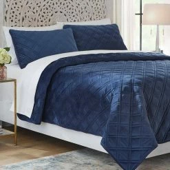 Sylvie 3-Piece Midnight Blue Velvet King Quilt Set by Home Decorators Collection