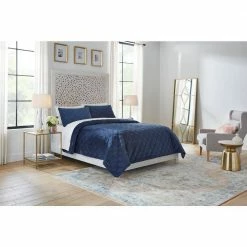 Sylvie 3-Piece Midnight Blue Velvet King Quilt Set by Home Decorators Collection -Better Trends Sales Store home decorators collection bedding sets fa97185 king a0 1000