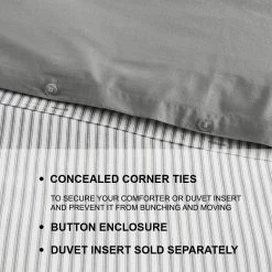 Ada 3-Piece Gray and White Stripe Cotton King Duvet Cover Set by Home Decorators Collection -Better Trends Sales Store home decorators collection bedding sets fa97217 king a0 1000