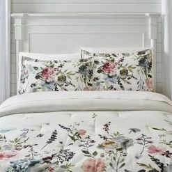 Flora 3-Piece Multi-Color Watercolor Floral Cotton Full/Queen Comforter Set by Home Decorators Collection
