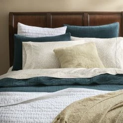 3-Piece Bright White and Lake Blue Pick-Stitch Handcrafted Cotton Full/Queen Quilt Set by Home Decorators Collection -Better Trends Sales Store home decorators collection bedding sets m002 66 1000