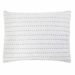 3-Piece Bright White and Lake Blue Pick-Stitch Handcrafted Cotton Full/Queen Quilt Set by Home Decorators Collection -Better Trends Sales Store home decorators collection bedding sets m002 77 1000