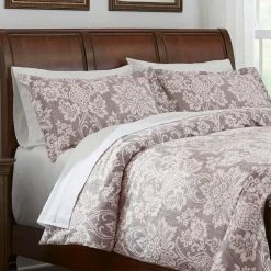 Scarlett 3-Piece Light Brown Damask King Duvet Cover Set by Home Decorators Collection