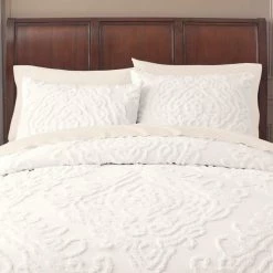 Fairhaven 3-Piece Ivory Textured Medallion Cotton King Duvet Cover Set by Home Decorators Collection -Better Trends Sales Store home decorators collection bedding sets nh 200385 y 1d 1000
