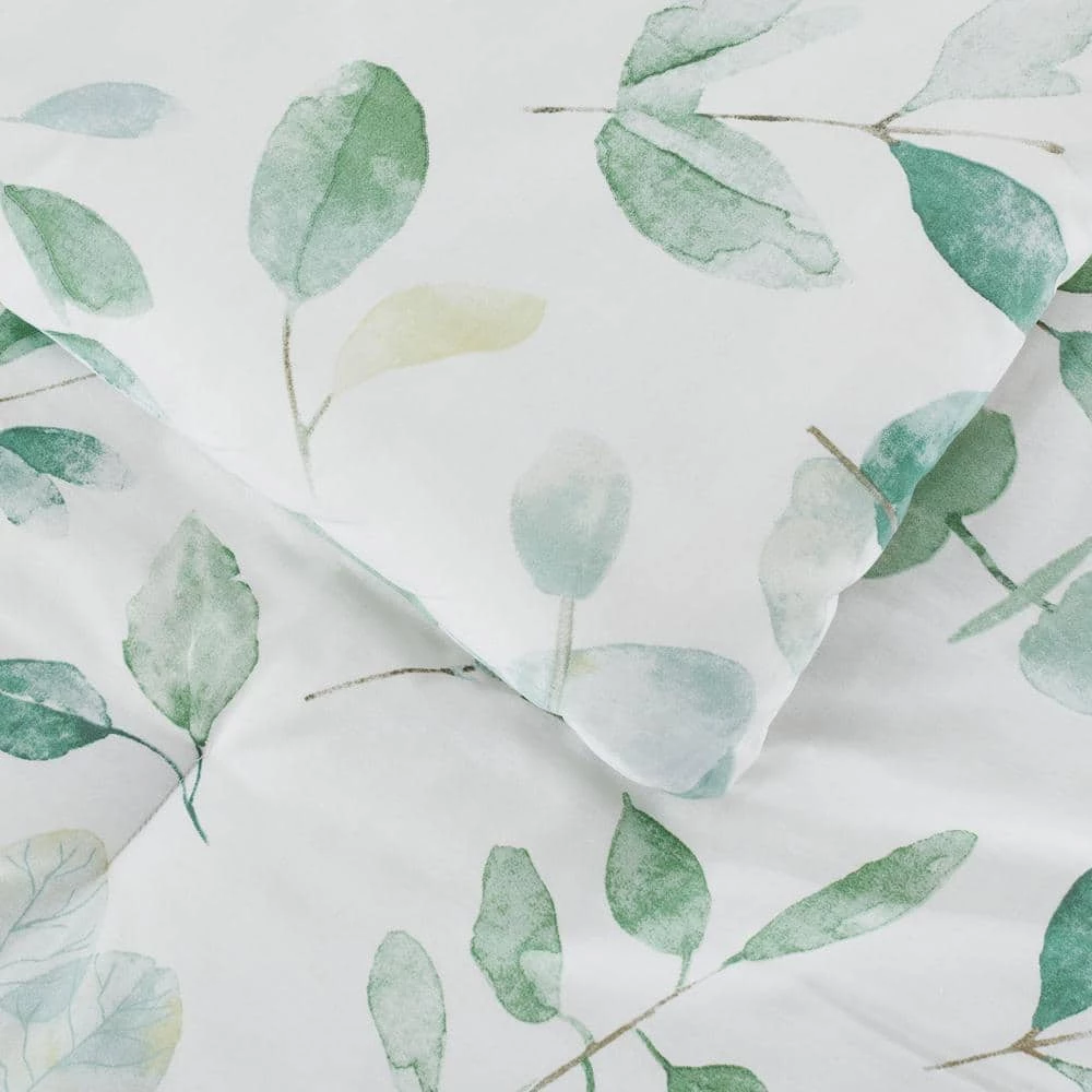 Viola 3-Piece Green and White Watercolor Botanical Cotton Full/Queen Comforter Set by Home Decorators Collection 4 Viola 3-Piece Green and White Watercolor Botanical Cotton Full/Queen Comforter Set by Home Decorators Collection - Image 2