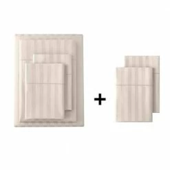 500 Thread Count Egyptian Cotton Sateen 6-Piece King Sheet Set in Biscuit Damask by Home Decorators Collection