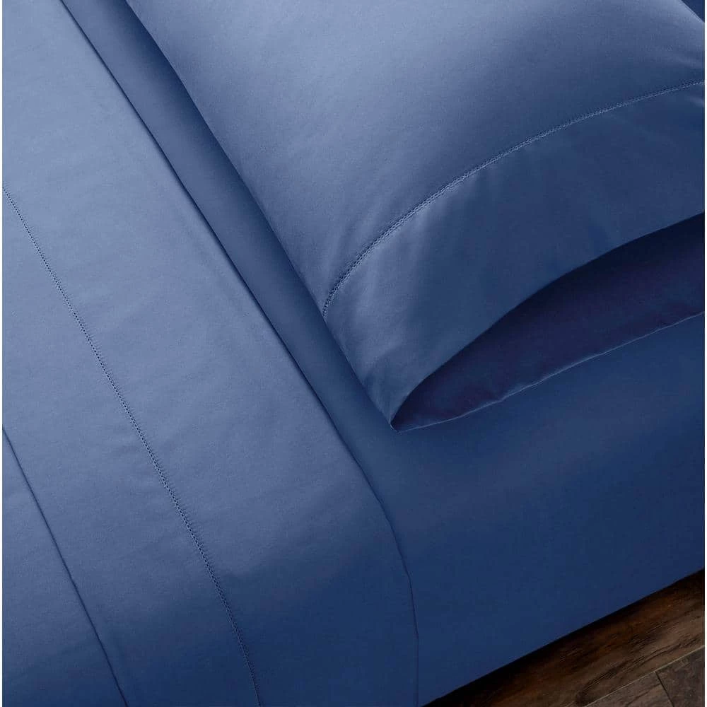 500 Thread Count Egyptian Cotton Sateen 6-Piece Queen Sheet Set in Midnight by Home Decorators Collection 5 500 Thread Count Egyptian Cotton Sateen 6-Piece Queen Sheet Set in Midnight by Home Decorators Collection - Image 3