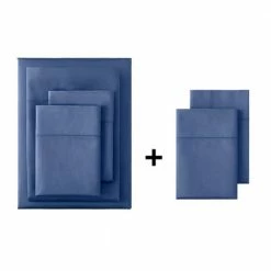 500 Thread Count Egyptian Cotton Sateen 6-Piece Queen Sheet Set in Midnight by Home Decorators Collection