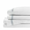 300 Thread Count Cotton White and Steel Blue Hotel Embroidered Border 4-Piece California King Sheet Set by Home Decorators Collection -Better Trends Sales Store home decorators collection sheet sets sb ck sht 64 1000
