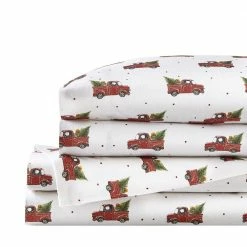 Cozy Cotton Flannel Red Vintage Woody Truck 4-Piece King Sheet Set by Home Decorators Collection