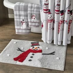 Multi-Colored Cotton Rectangular 20 in. x 30 in. Whistler Snowman Rug by SKL Home -Better Trends Sales Store multi colored skl home bathroom rugs bath mats x0908900850007 1f 1000
