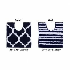 Marrakesh Collection 2-Piece Navy 100% Polyester 17 in. x 24 in., 20 in. x 20 in. Bath Rug Set by Better Trends -Better Trends Sales Store navy better trends bathroom rugs bath mats bama2pc1720nv 1f 1000