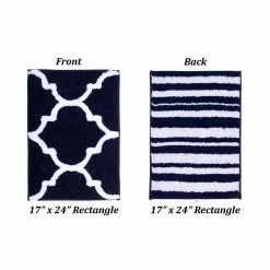 Marrakesh Collection 2-Piece Navy 100% Polyester 17 in. x 24 in., 17 in. x 24 in. Bath Rug Set by Better Trends -Better Trends Sales Store navy better trends bathroom rugs bath mats bama2pc1724nv 4f 1000