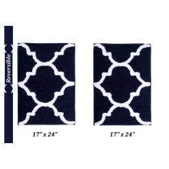 Marrakesh Collection 2-Piece Navy 100% Polyester 17 in. x 24 in., 17 in. x 24 in. Bath Rug Set by Better Trends