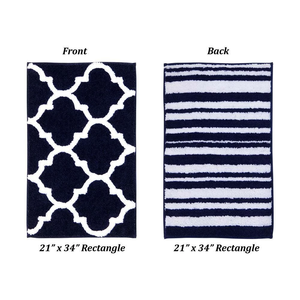 Marrakesh Collection 4 Piece Navy 100% Polyester Bath Rug Set - (17" x 24" : 20" x 20" : 21" x 34" : 20" x 60") by Better Trends 9 Marrakesh Collection 4 Piece Navy 100% Polyester Bath Rug Set - (17" x 24" : 20" x 20" : 21" x 34" : 20" x 60") by Better Trends - Image 7