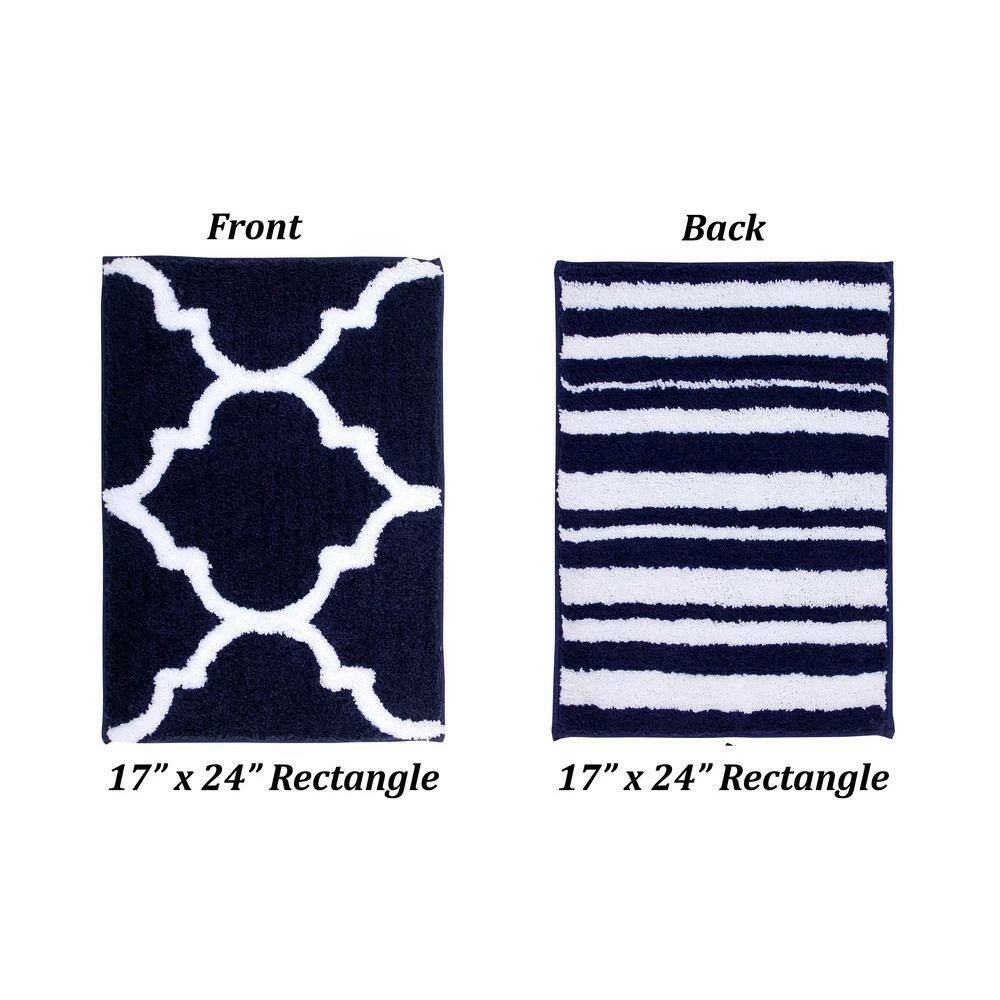 Marrakesh Collection 4 Piece Navy 100% Polyester Bath Rug Set - (17" x 24" : 20" x 20" : 21" x 34" : 20" x 60") by Better Trends 7 Marrakesh Collection 4 Piece Navy 100% Polyester Bath Rug Set - (17" x 24" : 20" x 20" : 21" x 34" : 20" x 60") by Better Trends - Image 5