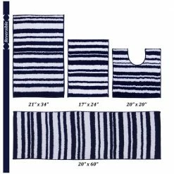 Marrakesh Collection 4 Piece Navy 100% Polyester Bath Rug Set - (17" x 24" : 20" x 20" : 21" x 34" : 20" x 60") by Better Trends 14 Marrakesh Collection 4 Piece Navy 100% Polyester Bath Rug Set - (17" x 24" : 20" x 20" : 21" x 34" : 20" x 60") by Better Trends -Better Trends Sales Store navy better trends bathroom rugs bath mats bama4pc17202160nv c3 1000