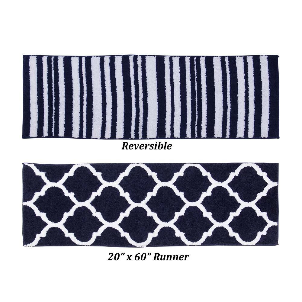 Marrakesh Collection 4 Piece Navy 100% Polyester Bath Rug Set - (17" x 24" : 20" x 20" : 21" x 34" : 20" x 60") by Better Trends 10 Marrakesh Collection 4 Piece Navy 100% Polyester Bath Rug Set - (17" x 24" : 20" x 20" : 21" x 34" : 20" x 60") by Better Trends - Image 8