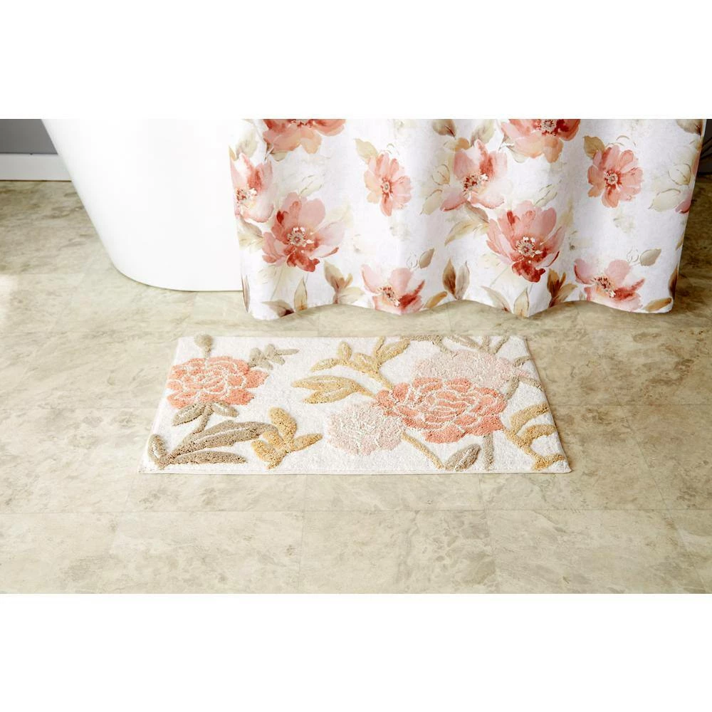 20 in. x 30 in. Pink Misty Floral Cotton Bath Rug by SKL Home 6 20 in. x 30 in. Pink Misty Floral Cotton Bath Rug by SKL Home - Image 4