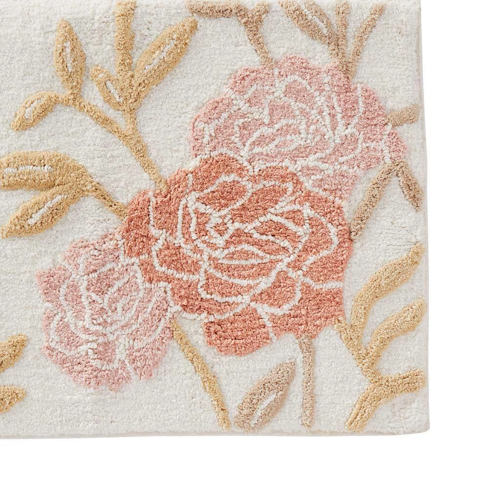20 in. x 30 in. Pink Misty Floral Cotton Bath Rug by SKL Home 5 20 in. x 30 in. Pink Misty Floral Cotton Bath Rug by SKL Home - Image 3