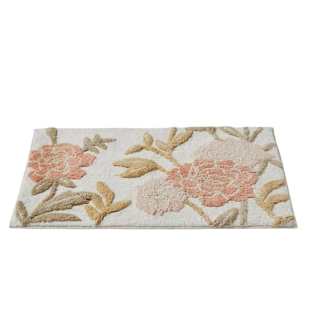 20 in. x 30 in. Pink Misty Floral Cotton Bath Rug by SKL Home 4 20 in. x 30 in. Pink Misty Floral Cotton Bath Rug by SKL Home - Image 2