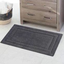 Classic Platinum Gray 34 in. x 21 in. 2-Piece Bath Rug Set by Benjara