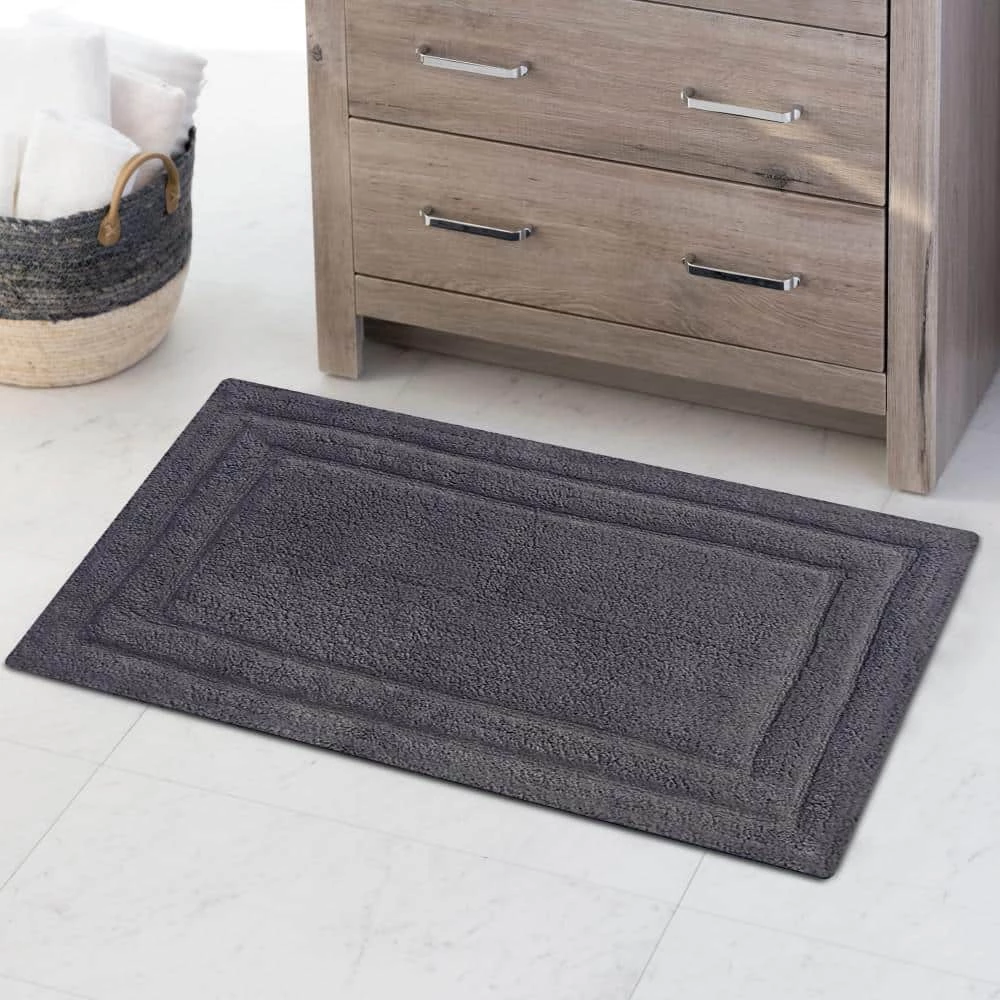 Classic Platinum Gray 34 in. x 21 in. 2-Piece Bath Rug Set by Benjara 2 Classic Platinum Gray 34 in. x 21 in. 2-Piece Bath Rug Set by Benjara