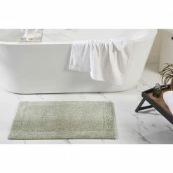 Edge Collection Green 100% Cotton Rectangle 3-Piece Bath Rug Set by Better Trends 12 Edge Collection Green 100% Cotton Rectangle 3-Piece Bath Rug Set by Better Trends -Better Trends Sales Store sage better trends bathroom rugs bath mats baeg3pc172021sa 1f 1000