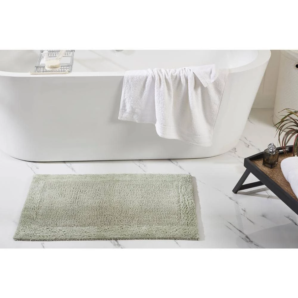 Edge Collection Green 100% Cotton Rectangle 3-Piece Bath Rug Set by Better Trends 7 Edge Collection Green 100% Cotton Rectangle 3-Piece Bath Rug Set by Better Trends - Image 5