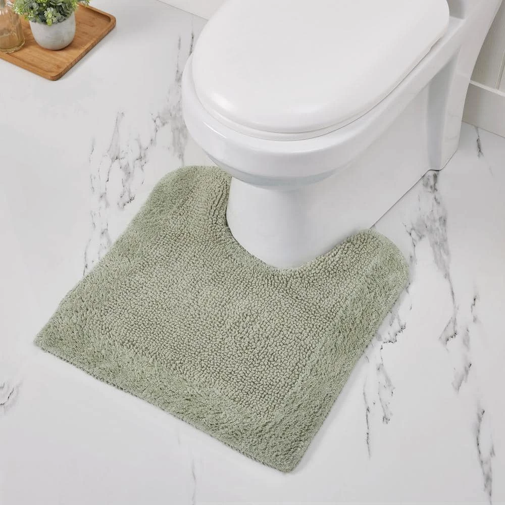 Edge Collection Green 100% Cotton Rectangle 3-Piece Bath Rug Set by Better Trends 6 Edge Collection Green 100% Cotton Rectangle 3-Piece Bath Rug Set by Better Trends - Image 4