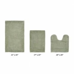 Edge Collection Green 100% Cotton Rectangle 3-Piece Bath Rug Set by Better Trends