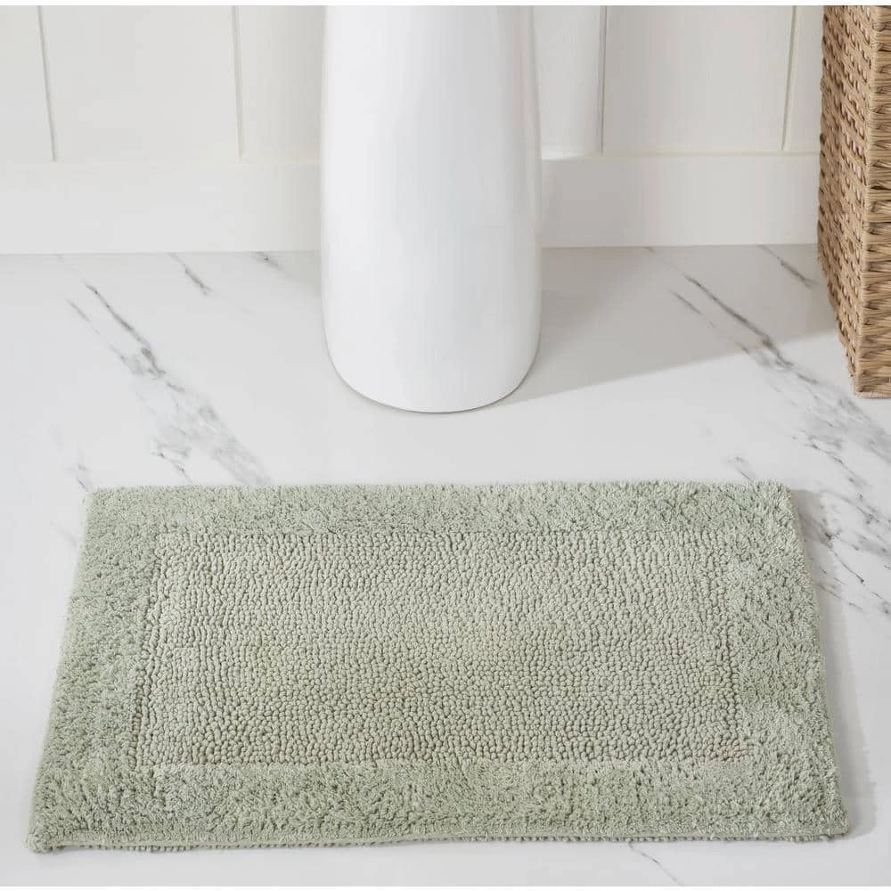 Edge Collection Green 100% Cotton Rectangle 3-Piece Bath Rug Set by Better Trends 5 Edge Collection Green 100% Cotton Rectangle 3-Piece Bath Rug Set by Better Trends - Image 3