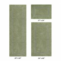 Lux Collection Sage 17 in. x 24 in., 24 in. x 40 in., 20 in. x 60 in. 100% Cotton 3-Piece Bath Rug Set by Better Trends