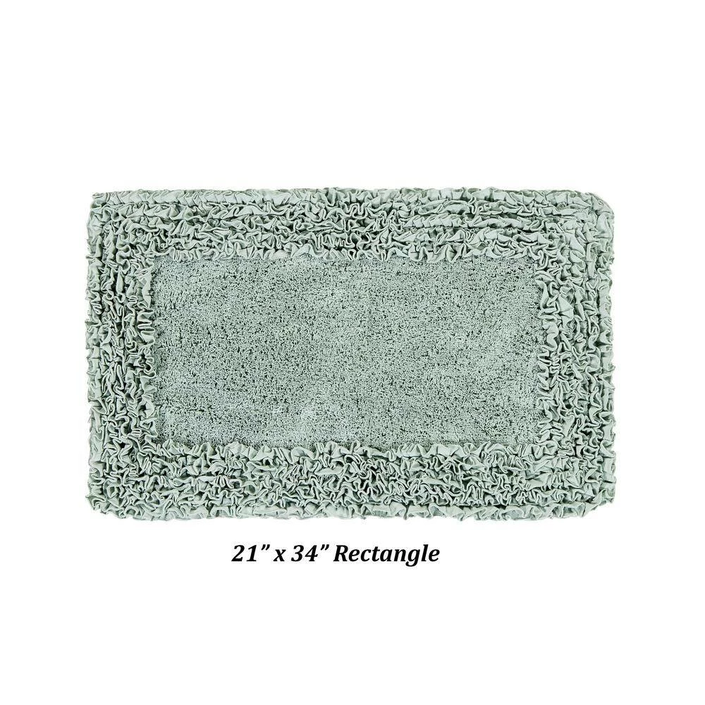 Shaggy Border Collection 2 Piece Sage 100% Cotton Bath Rug Set - (17" x 24" : 21" x 34") by Better Trends 6 Shaggy Border Collection 2 Piece Sage 100% Cotton Bath Rug Set - (17" x 24" : 21" x 34") by Better Trends - Image 4