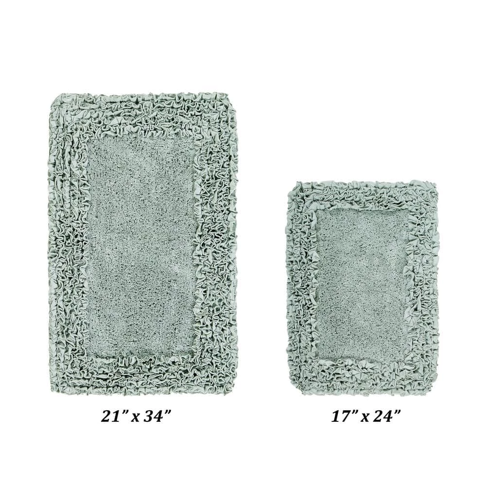 Shaggy Border Collection 2 Piece Sage 100% Cotton Bath Rug Set - (17" x 24" : 21" x 34") by Better Trends 3 Shaggy Border Collection 2 Piece Sage 100% Cotton Bath Rug Set - (17" x 24" : 21" x 34") by Better Trends
