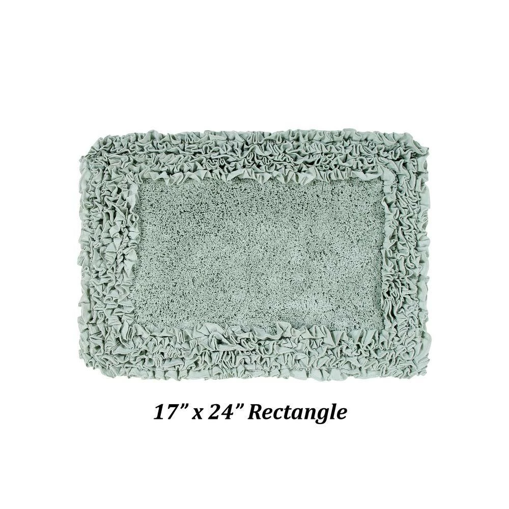 Shaggy Border Collection 2 Piece Sage 100% Cotton Bath Rug Set - (17" x 24" : 21" x 34") by Better Trends 5 Shaggy Border Collection 2 Piece Sage 100% Cotton Bath Rug Set - (17" x 24" : 21" x 34") by Better Trends - Image 3