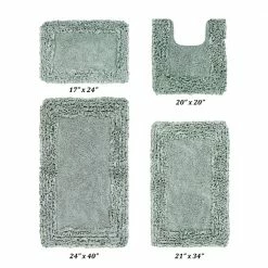 Shaggy Border Collection 4 Piece Sage 100% Cotton Bath Rug Set by Better Trends