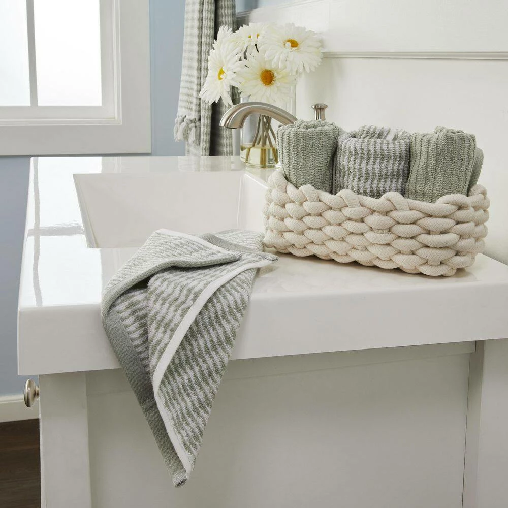 4-Piece Longborough Jacq Wash Set Sage 100% Cotton 12 in. x 12 in. by SKL Home 8 4-Piece Longborough Jacq Wash Set Sage 100% Cotton 12 in. x 12 in. by SKL Home - Image 6