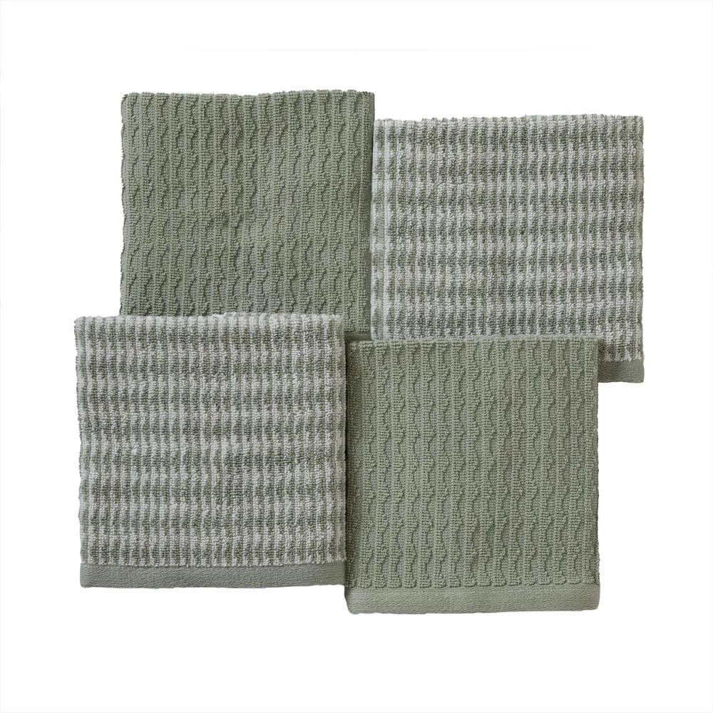 4-Piece Longborough Jacq Wash Set Sage 100% Cotton 12 in. x 12 in. by SKL Home 3 4-Piece Longborough Jacq Wash Set Sage 100% Cotton 12 in. x 12 in. by SKL Home