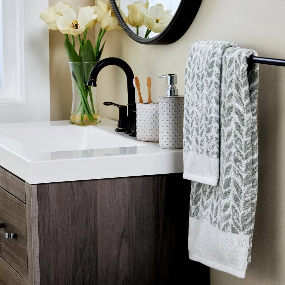 Distressed Leaves Bath Towel Sage by SKL Home 6 Distressed Leaves Bath Towel Sage by SKL Home - Image 4