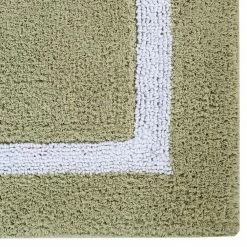 Hotel Collection Sage/White (17" x 24" : 24" x 40") 100% Cotton 2 Piece Bath Rug Set by Better Trends -Better Trends Sales Store sage white better trends bathroom rugs bath mats baho2pc1740sawh 76 1000