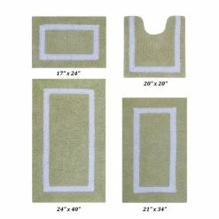 Hotel Collection Sage/White 100% Cotton 4 Piece Bath Rug Set by Better Trends
